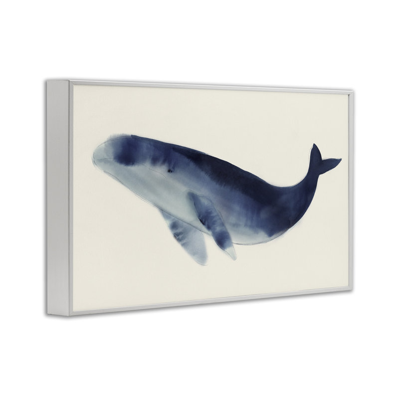 Baleine géante encadrée, giclée par Lily K., H 16 po x l 24 po, Estampe numérique encadrée blanc bord de mer