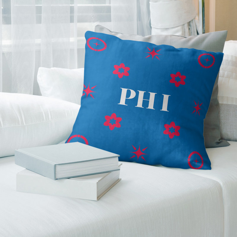 Coussin en coton Philadelphia Basketball, H 26 po x l 26 po, Philadelphia rouge / bleu / blanc