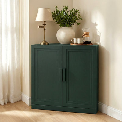 Wine Bar Cabinet with Adjustable Shelves Sideboard Corner Storage Cabinet with Wood Doors Modern Kitchen Pantry Cabinet