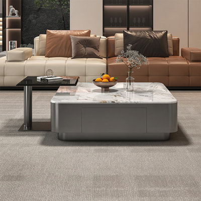 Italian square microcrystalline stone coffee table