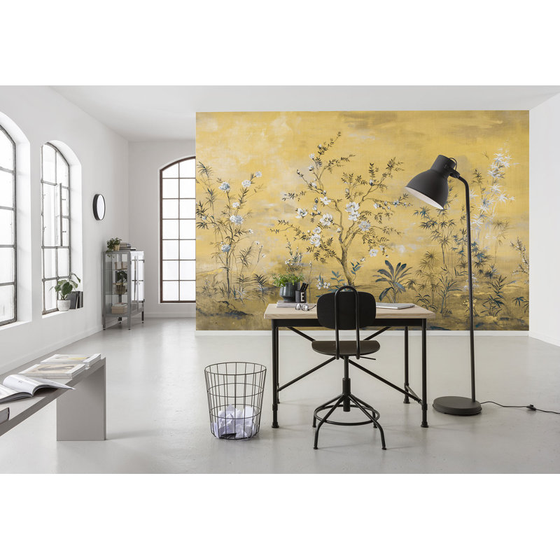 Panneau mural lisse 4 panneaux 8 pi x 145 po Aiyan Chinoiserie