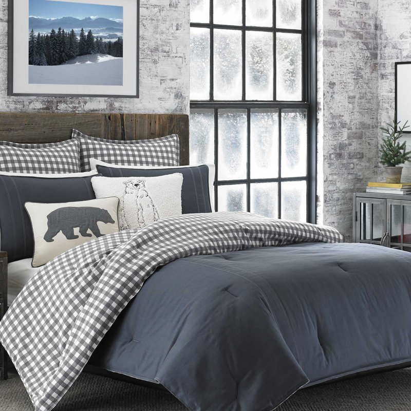 Charcoal Cotton Reversible Full Comforter Set with Shams