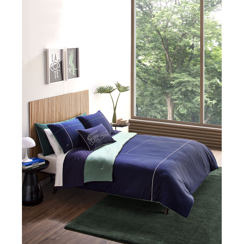 Ensemble d'édredon Lacotte Court Lines, bleu marine, Édredon très grand + 2 taies décoratives