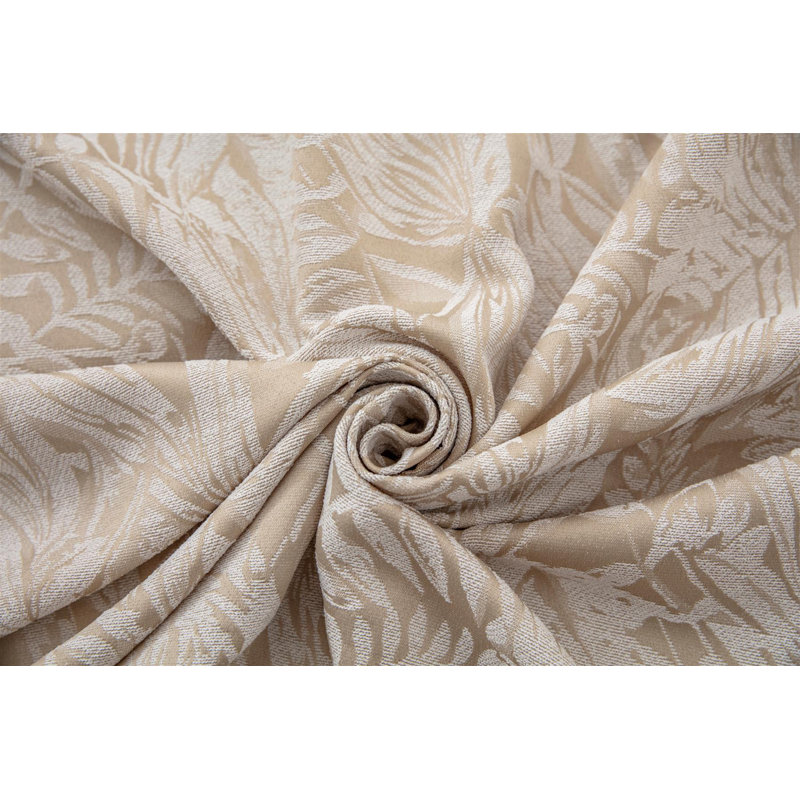 Zamora Chenille Jacquard Ring Top Curtains Pair, 168cm Width x 137cm Drop, Cream