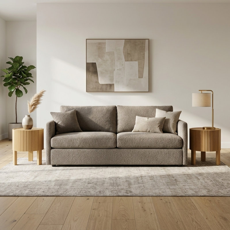 Ensemble de 2 tables de bout avec rangement, décor de maison moderne compact en bois massif