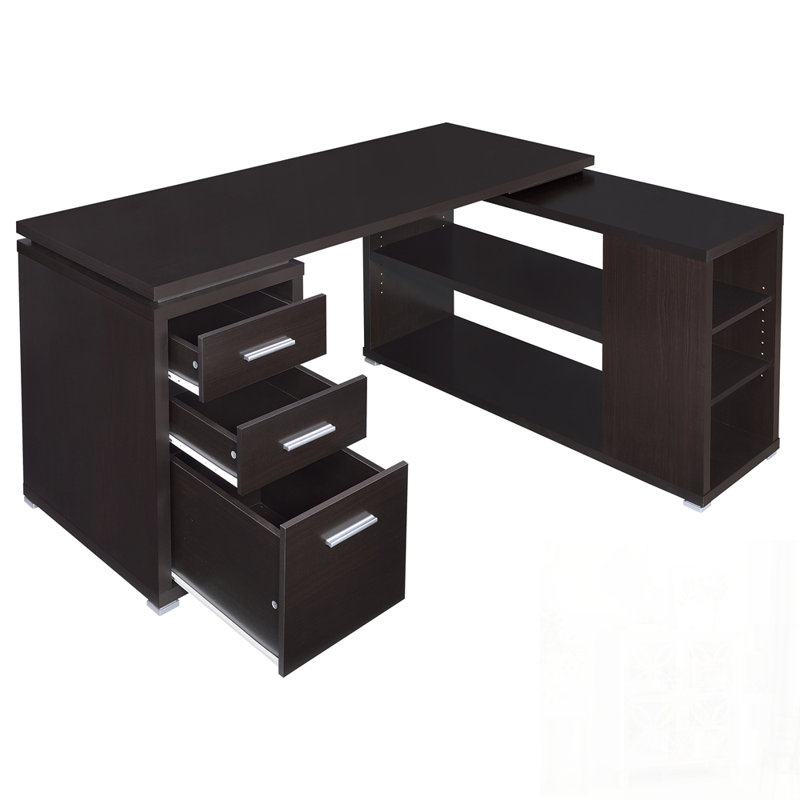 Driftwood 3-Drawer L-Shape Computer Desk with Ample Storage and Smooth-Gliding Mechanisms for Efficient Home Office Use