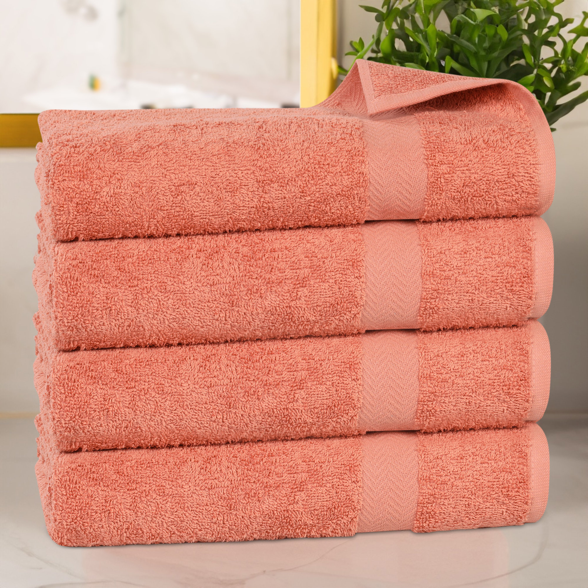 Franklin Cotton Lightweight Quick-Drying Bath Towel, Coral