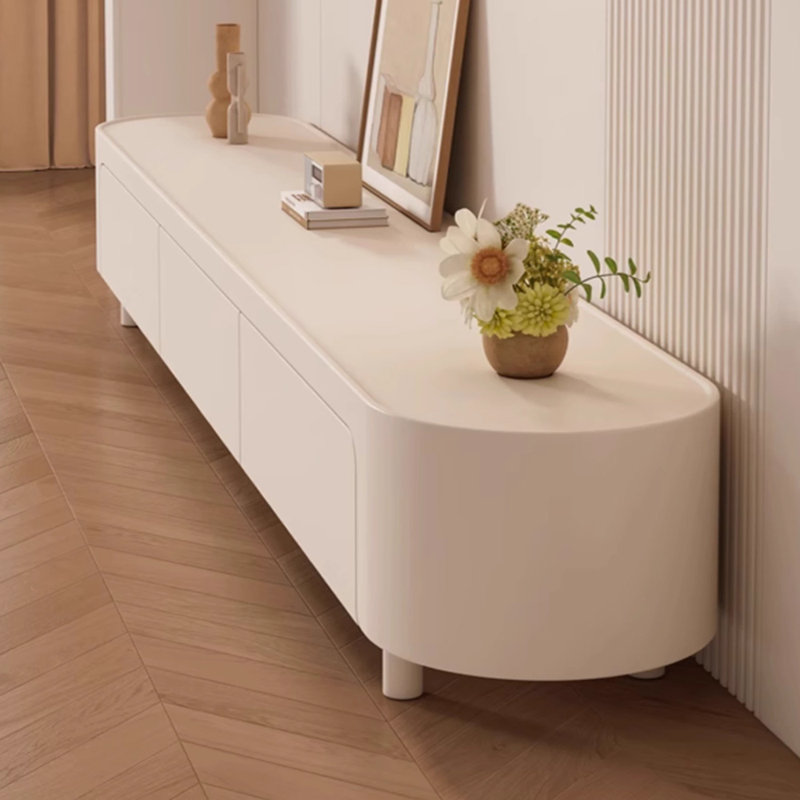 Meuble télé de rangement de style crème, H 13,77 po x L 94,48 po x l 15,74 po