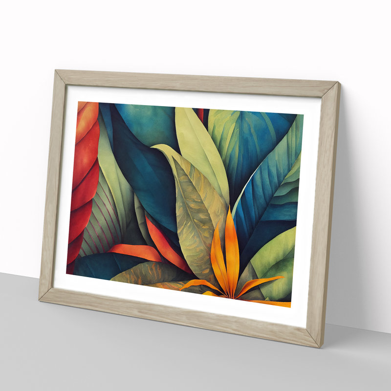 Jungle Flowers Vol.3 - Framed Print, 46cm H x 64cm W x 2cm D, Oak