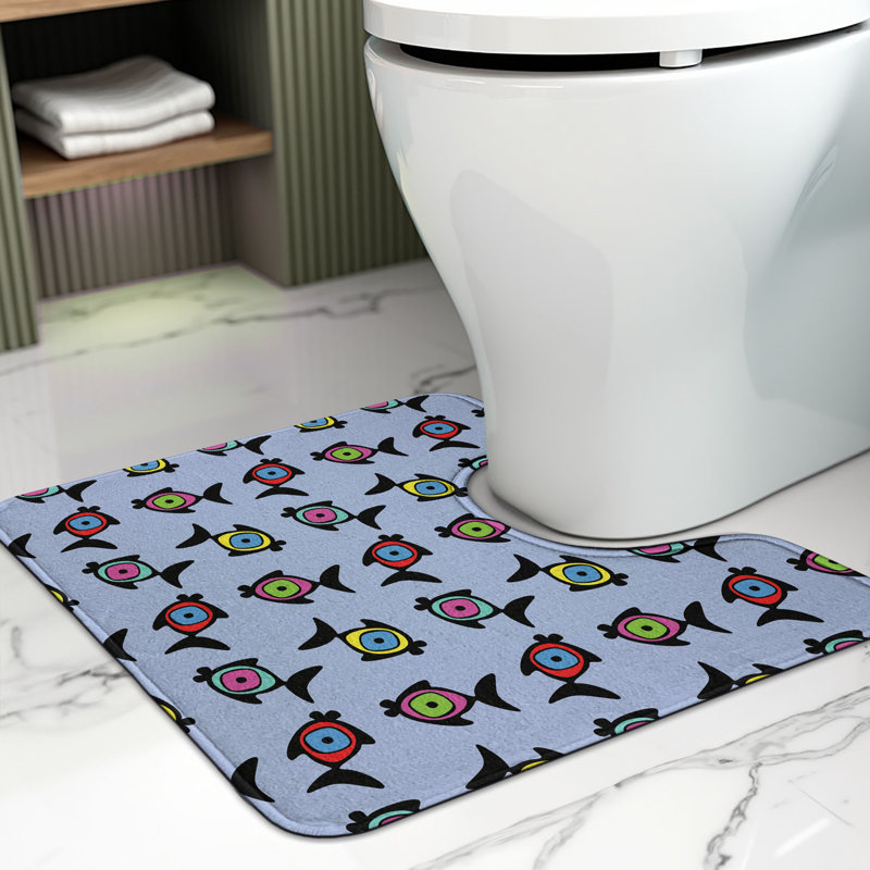 Tapis de salle de bain en forme de U poisson 20 po multicolore