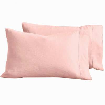 Natural Linen Pillowcase Set - French Linen Pillow Covers, Standard Size 20x30 inches, Blush Pink - Pack of 2 - Soft & Breathable Bedding Accessory