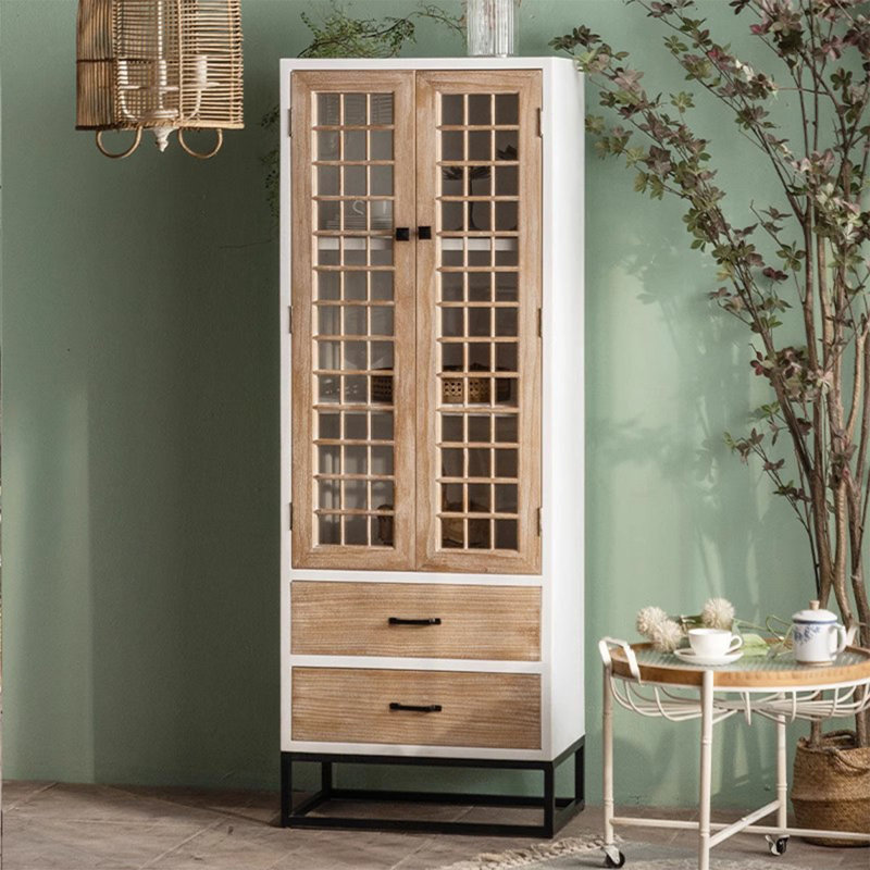 Vitrines en bois manufacturé beige et Burlywood