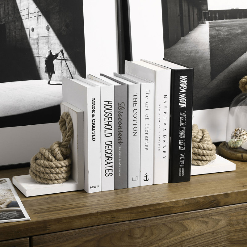 Decorative Nautical Knot Rope Non-Skid Bookends (Set of 2)