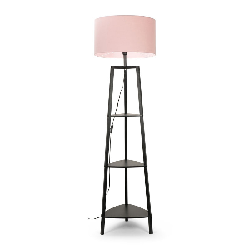 Aidrian 155cm Tripod Floor Lamp, Black, Yes, Dusky Pink