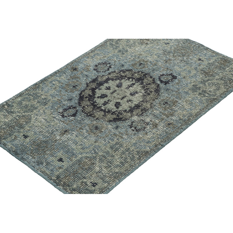 Distressed Homage Hand Knotted Wool Geometric Area Rug, Rectangle 8' x 10'