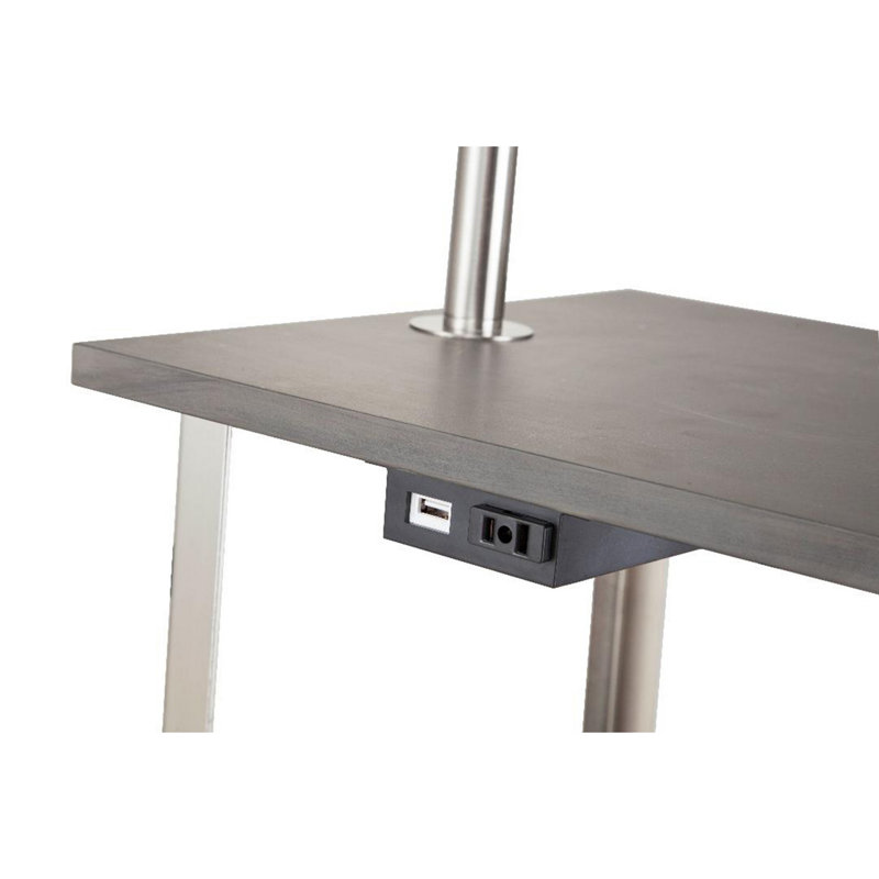 58" Tall "Dru" Square Side Table Floor Lamp with USB Charging Port