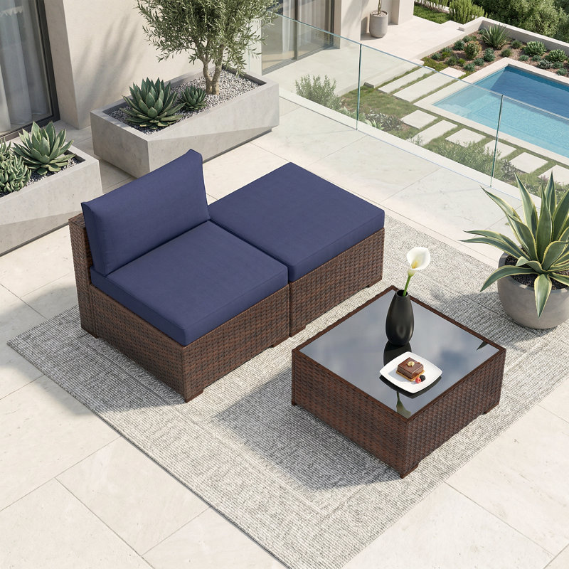 Ensemble de conversation pour patio pour 2 personnes avec coussins
