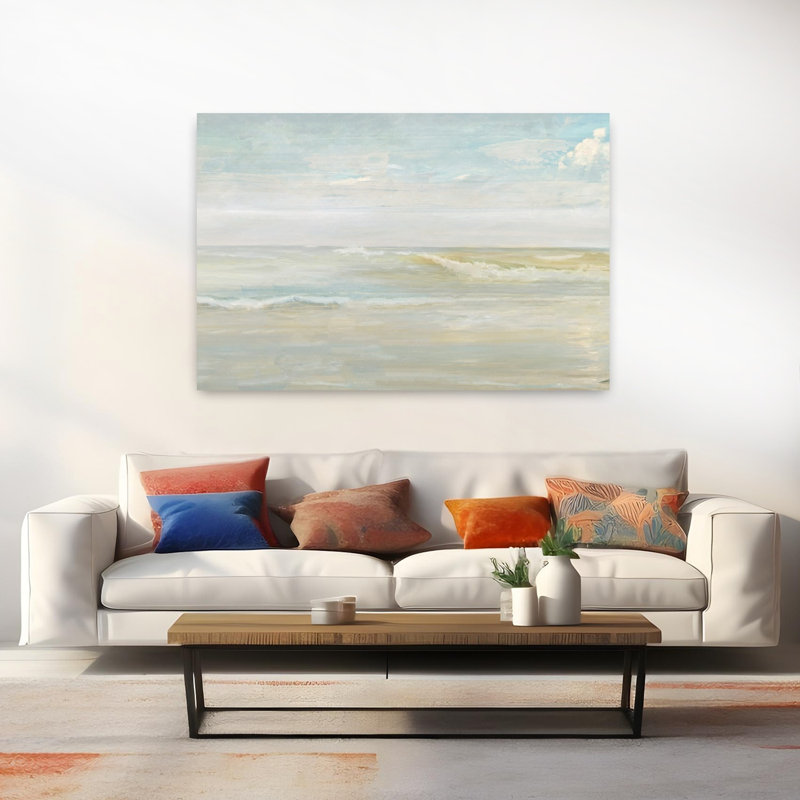 Vue côtière I, art abstrait de paysage côtier, H 40 po x l 60 po