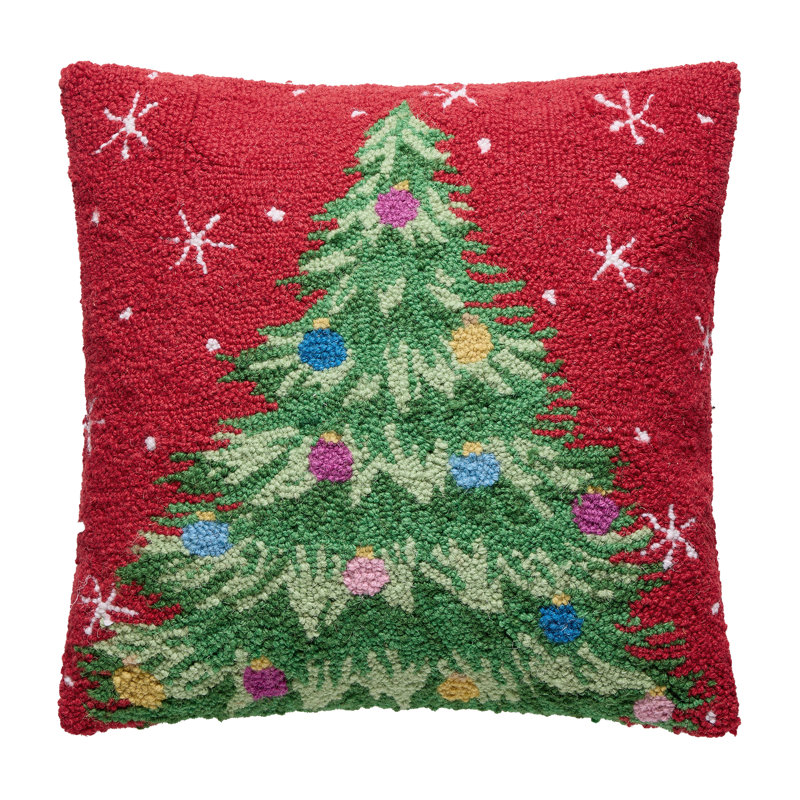 Coussin d'arbre de Noël en laine crochetée par The Pillow Shoppe