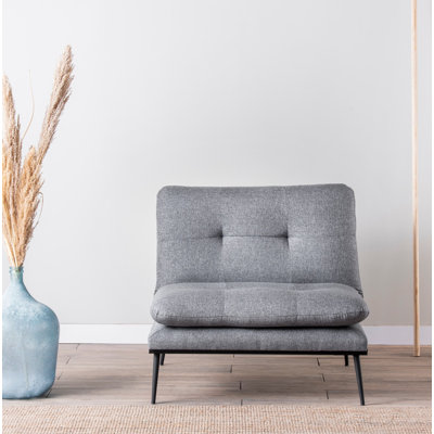 Modern Wing Chair with Adjustable Backrest, Grey Linen Fabric, 35.4 x 37.4 x 35.4 inches | 100% Metal Frame | 32 DNS Foam & Fiber Coating for Comfort | Ideal for Hotel, Industrial, and Contemporary Living Spaces