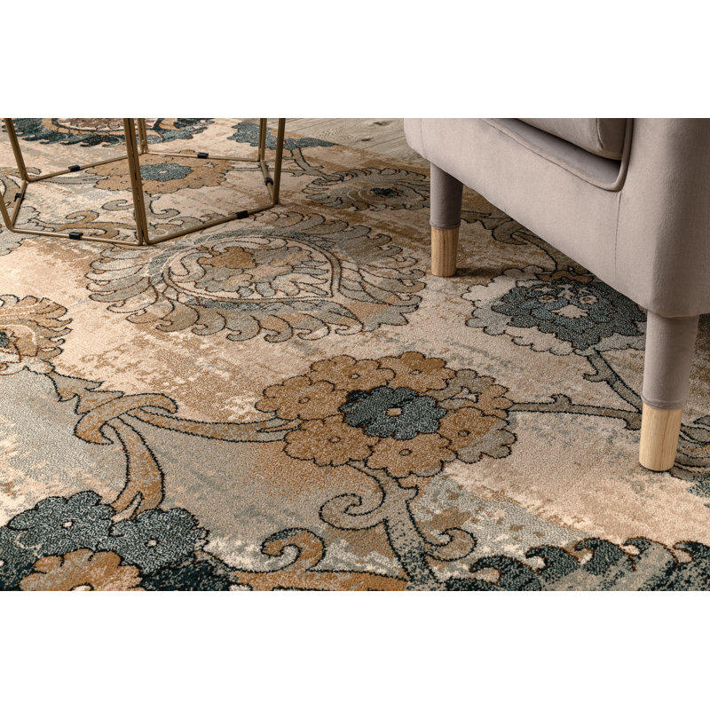 Mae Oriental Wool Area Rug, Rectangular 170 x 235cm, Beige