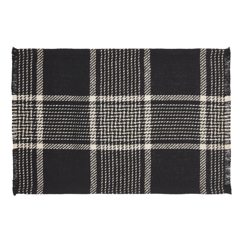 Vitala Plaid Rectangle Placemat, Deep Black