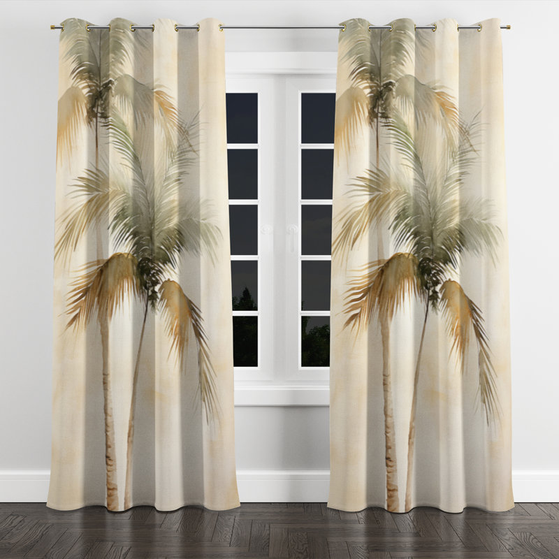 Palmiers tropicaux Jasmyn Minimalisme, l 52" x L 95", Œillets dorés