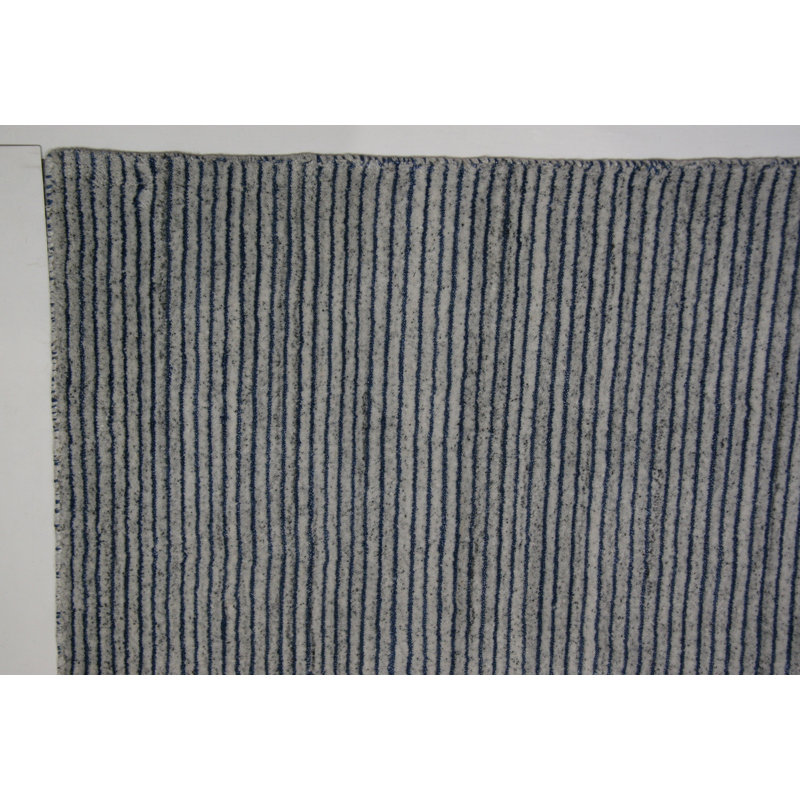 Tapis unique noué à la main bleu de 9 pi x 12 pi