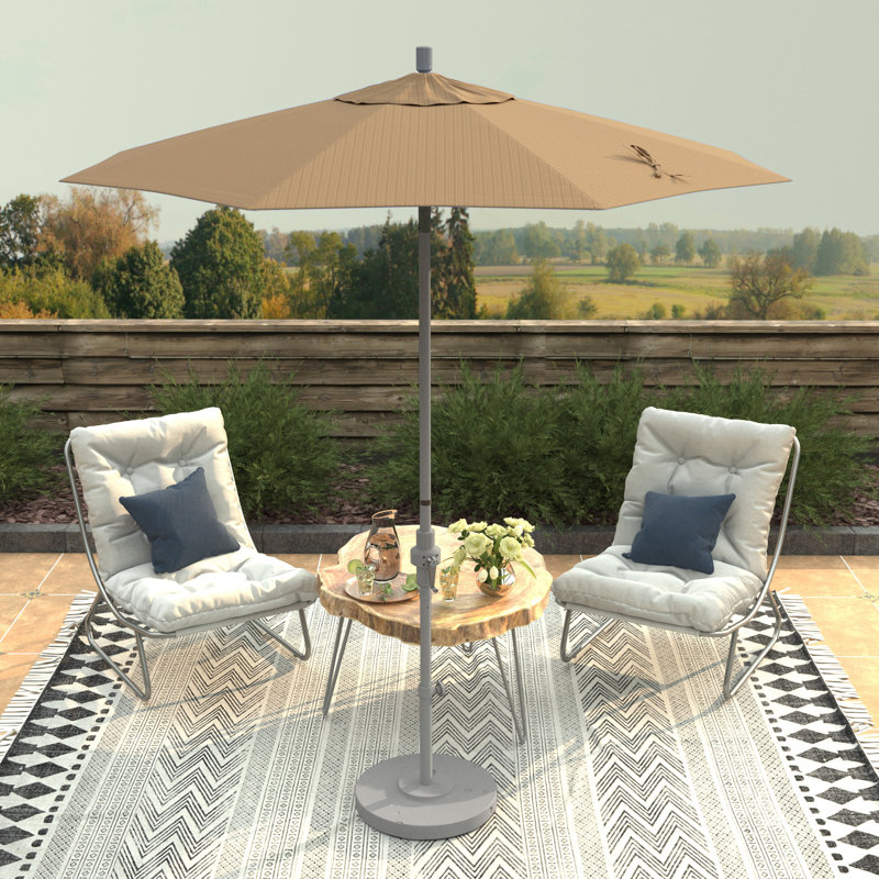 7,5 pi Parasol en fibre de verre blanc mat avec parasol incliné en oléfine, Performance séquoia de terrasse