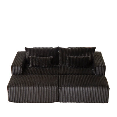 Méridienne modulaire surdimensionnée de 87 po, sans assemblage requis, causeuse en peluche avec deux repose-pieds amovibles et fauteuil moelleux pour la chambre à coucher du salon intérieur