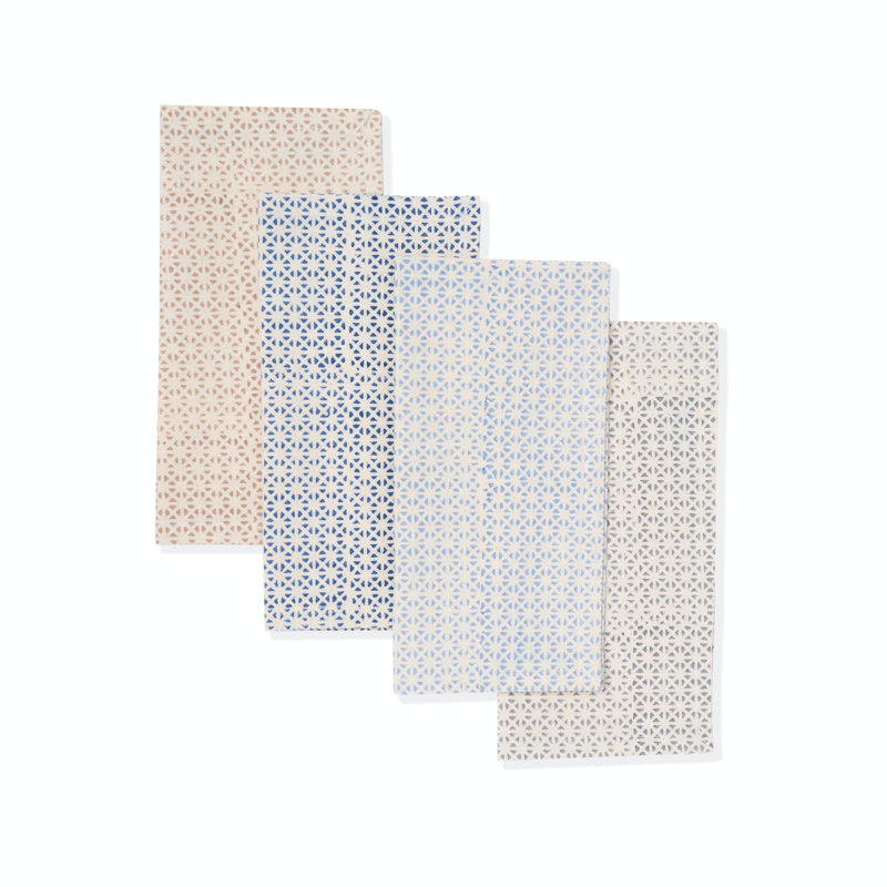 Ensemble de 4 serviettes de table Selamije, Bleu / beige