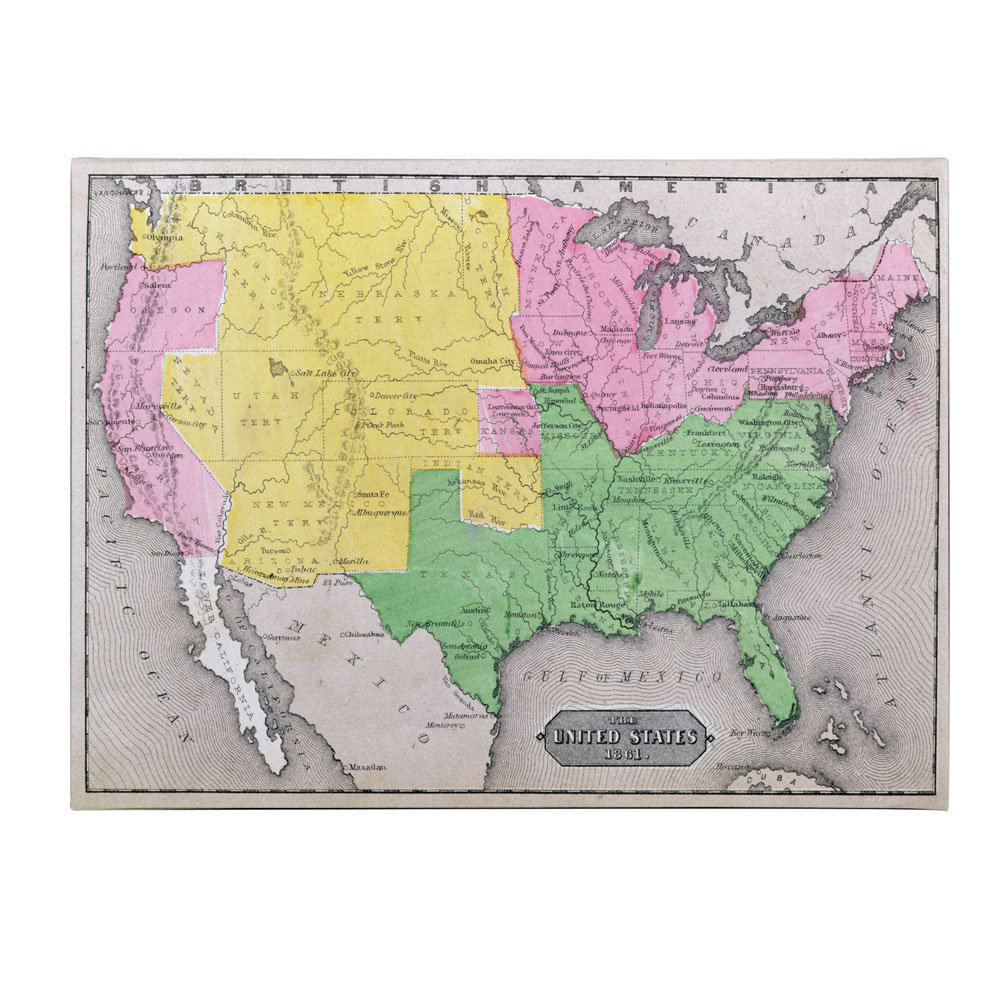 "Map of the United States in 1861" Graphic Art on Wrapped Canvas Breakwater Bay