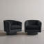 Velvet Upholstered Swivel Barrel Chair-2040480585