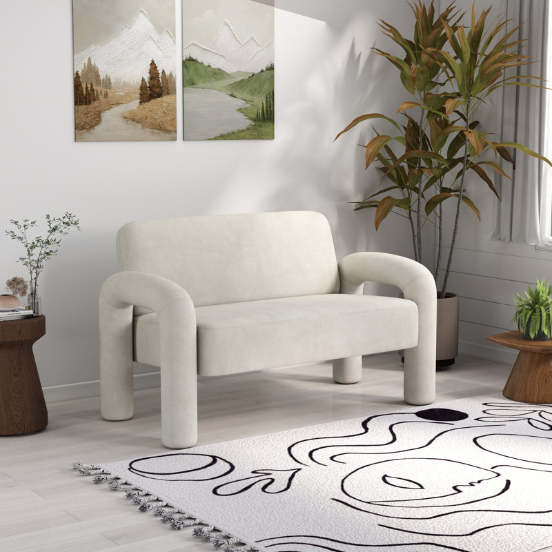 Iryanna Velvet 2-Seat Upholstered Loveseat, Beige