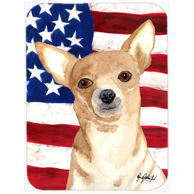 Planche à découper en verre Chihuahua patriotique USA American Flag
