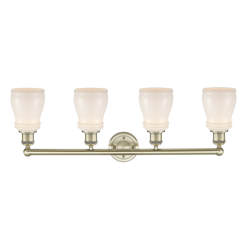 Mccarver 4 - Light Dimmable Vanity Light, White, Antique Brass