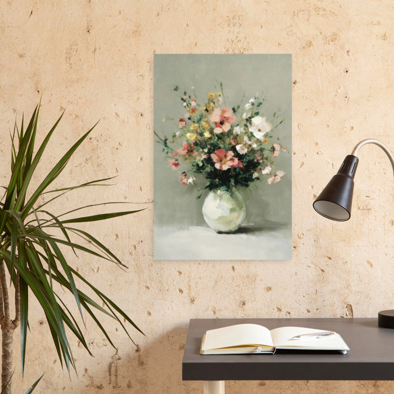 Bouquet abstrait, art mural contemporain, H 24 po x l 16 po