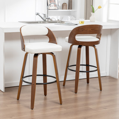 Swivel Yes Upholstered Faux Leather Bar Stool