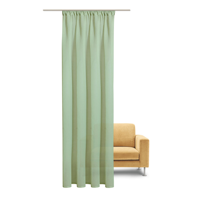 Sela Pencil Pleat Semi Sheer Curtain, Blue