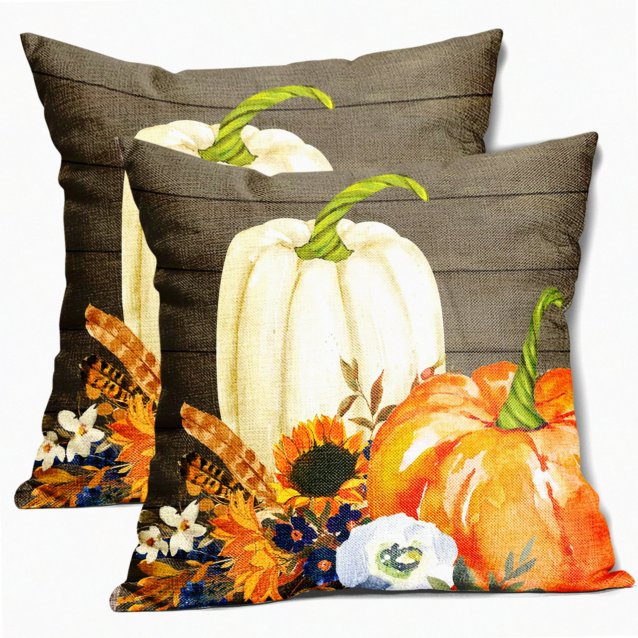 Rustic Fall Pillows BRBCA Fall Harvest Sunflower Pumpkin Pillow Covers - Set of 2 ...