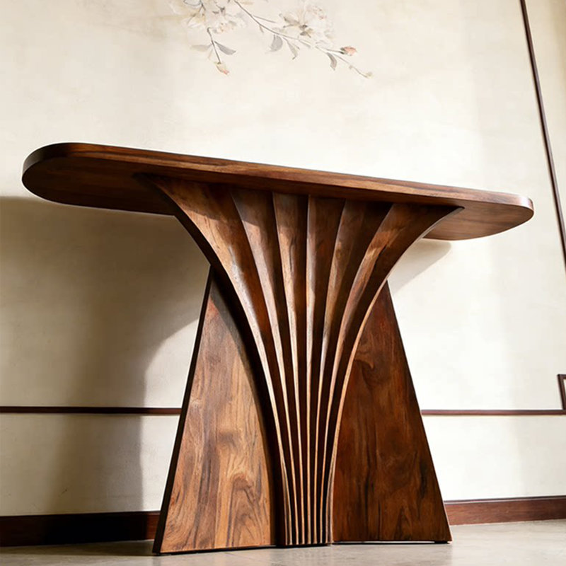 Console brune élégante de style chinois, H 35,4 po x l 55,1 po x P 15,7 po