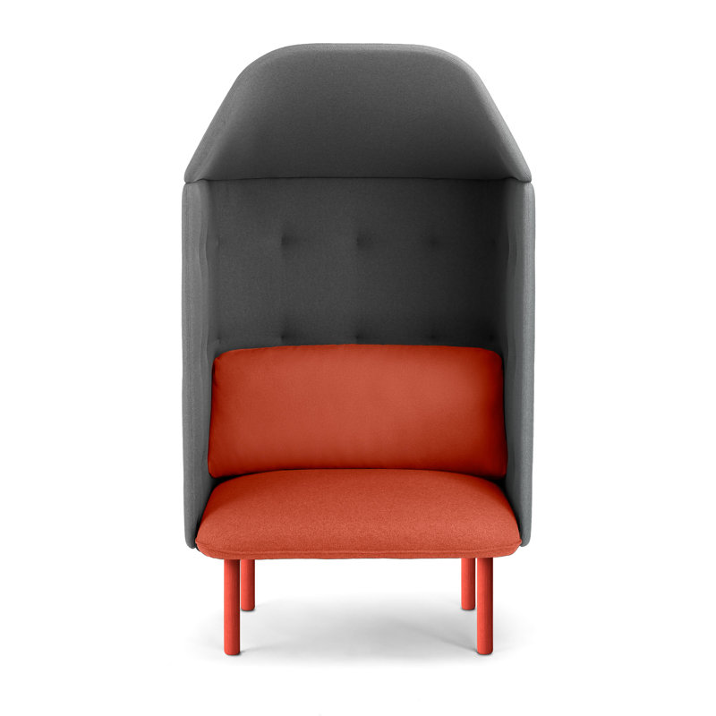 Chaise de réception avec auvent QT, Brique / tissage uni gris foncé / mousseline