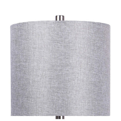 Ensemble de 2 lampes de table contemporaines 23 po avec finition en nickel brossé et abat-jour en lin gris Gemma - Grandview Gallery by LumiSource