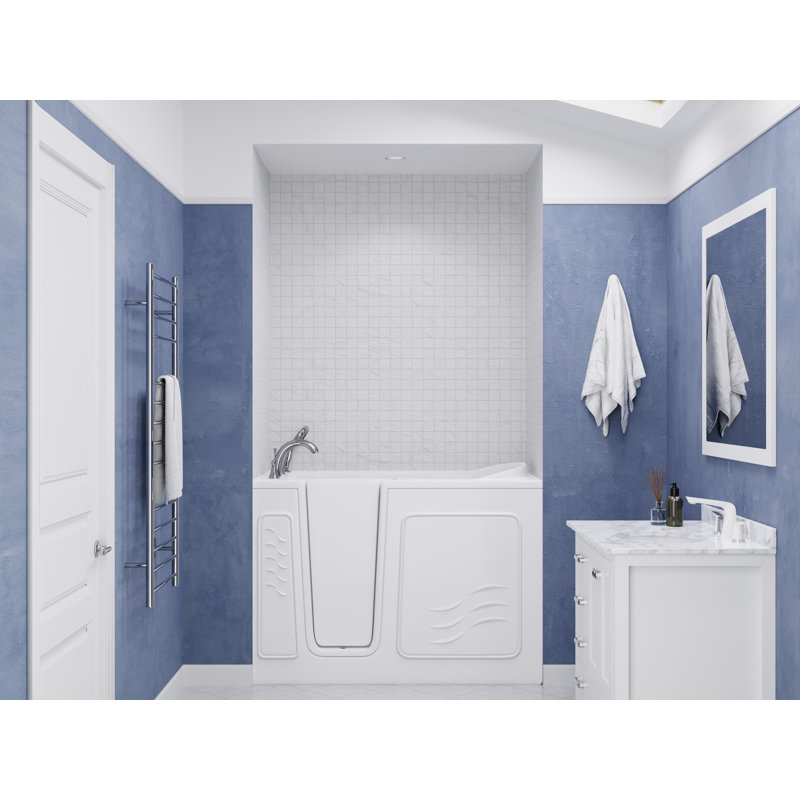 Captains Series 53'' x 30'' Fiberglass Bathtub with Faucet, Left