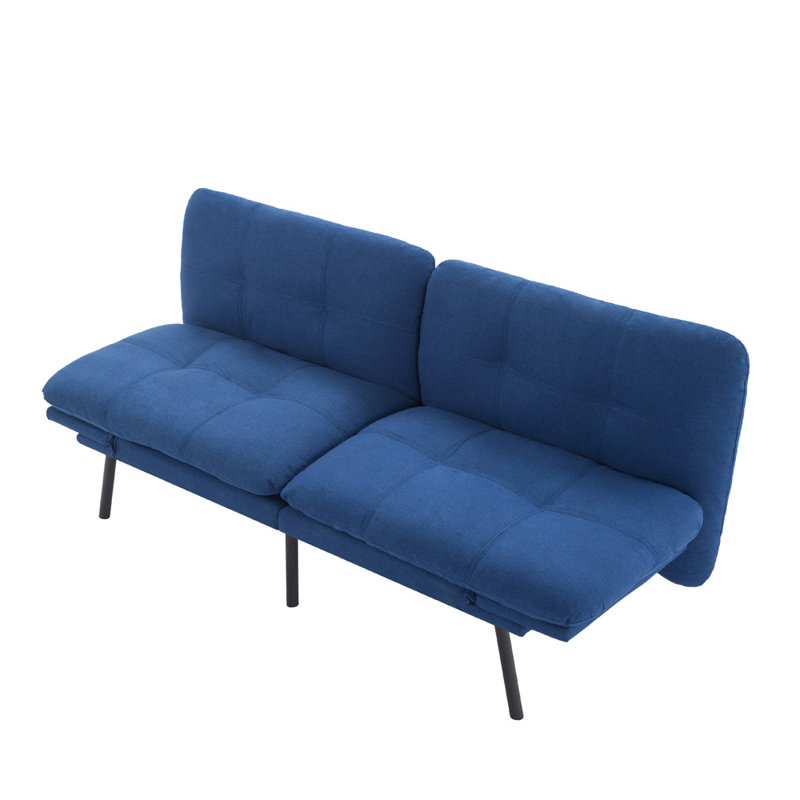 Canapé-lit futon convertible avec pieds en métal, Bleu