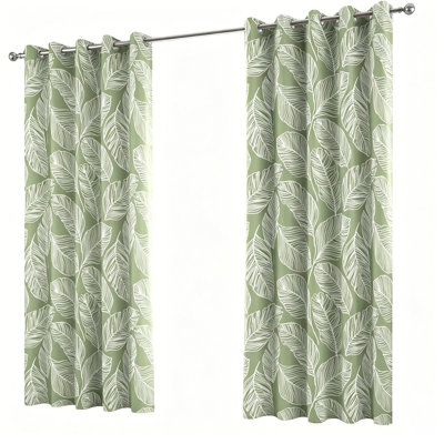 Lush Green 100% Cotton Eyelet Curtains -167 x 182 cm , 2 Panels