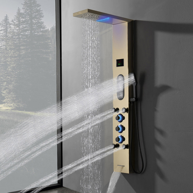 Panneau de douche 57,99 "avec pomme de douche double, Noir / or