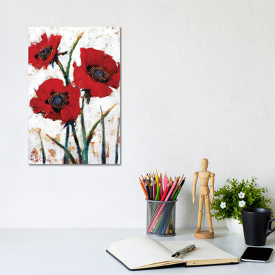 Red Poppy Fresco I by Tim OToole - Wrapped Canvas Print