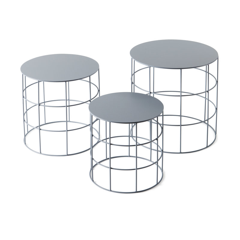 Reton Pedestal Nesting Tables, Ash Grey