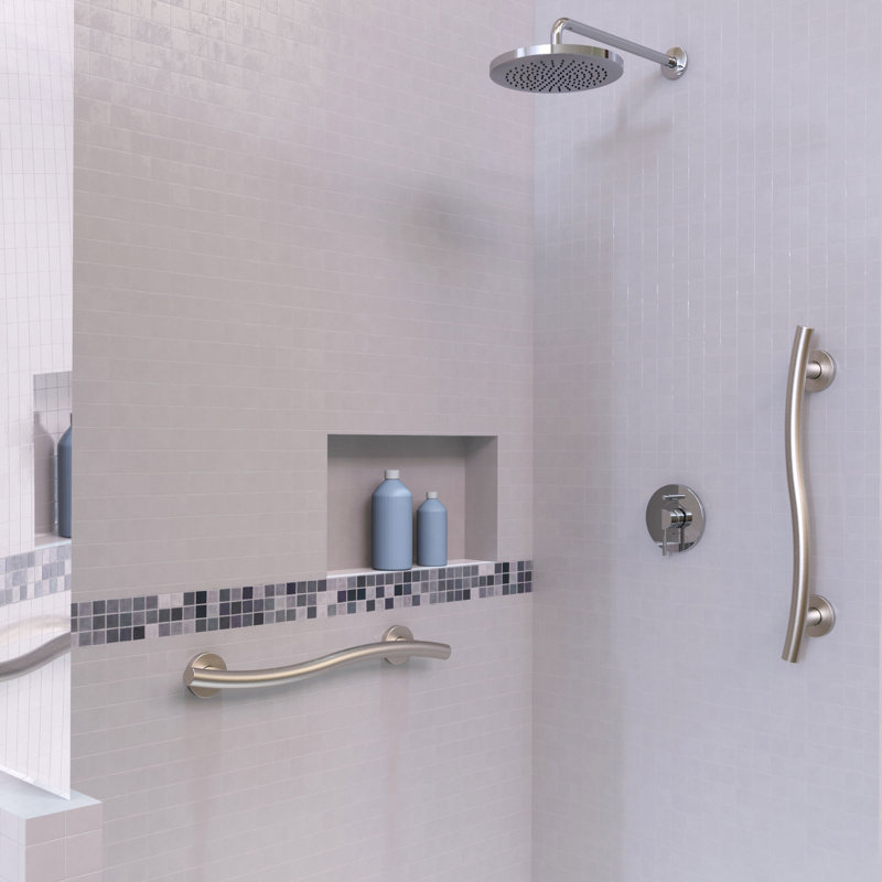 Wave Designer Grab Bar, 3.5" H x 16" W x 1.25" D, Satin Brushed Nickel